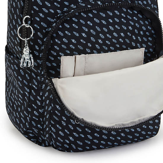 Kipling Seoul Small Printed Tablet Rugzak Blauw Wit | NL 1351NW